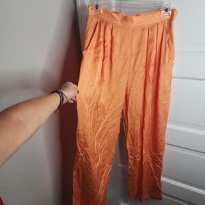 Mara Hoffman Audre Pants Nectarine Orange High Waisted Wide Leg Size 4